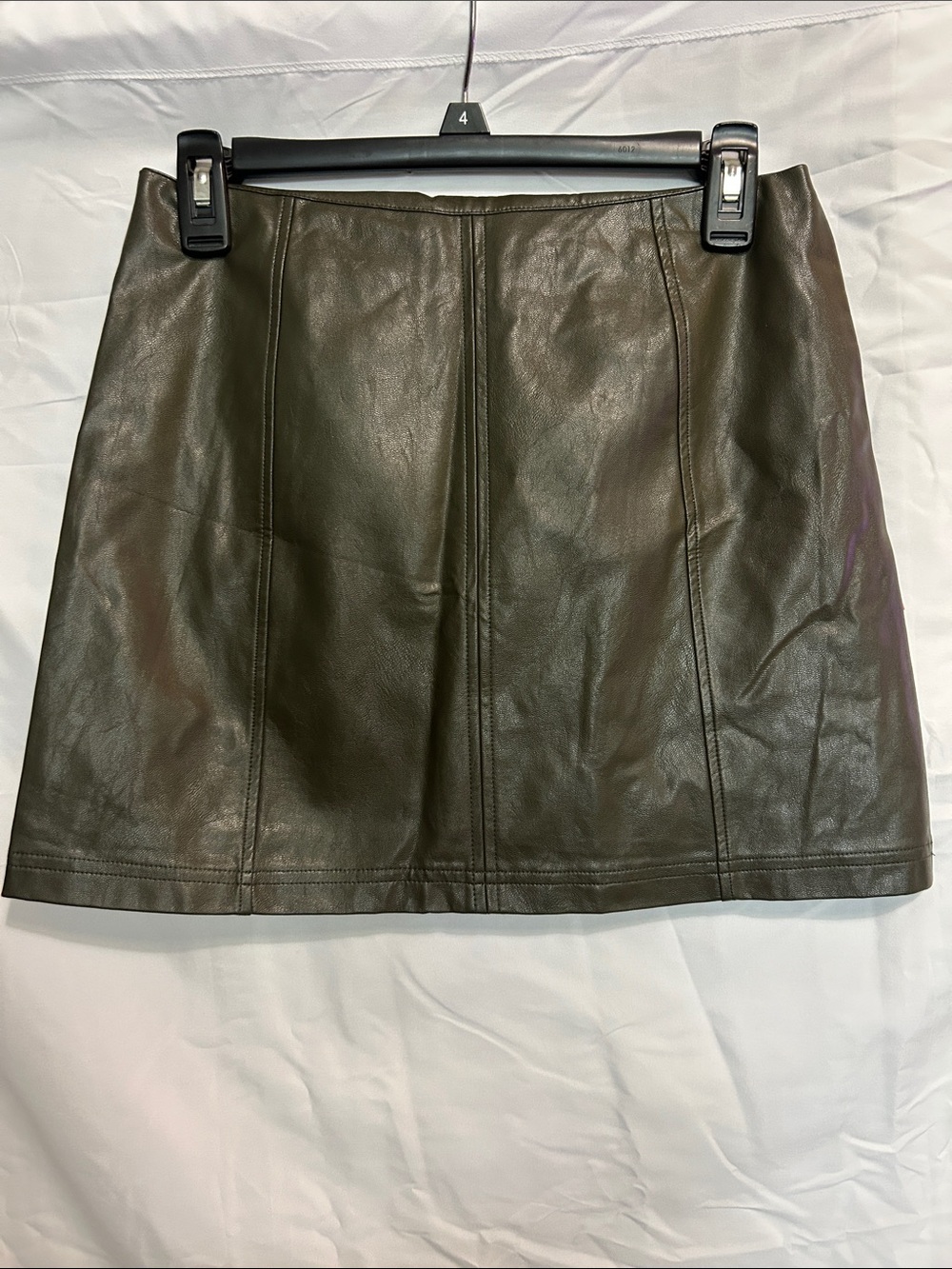 Classic Olive vegan Leather Mini Skirt